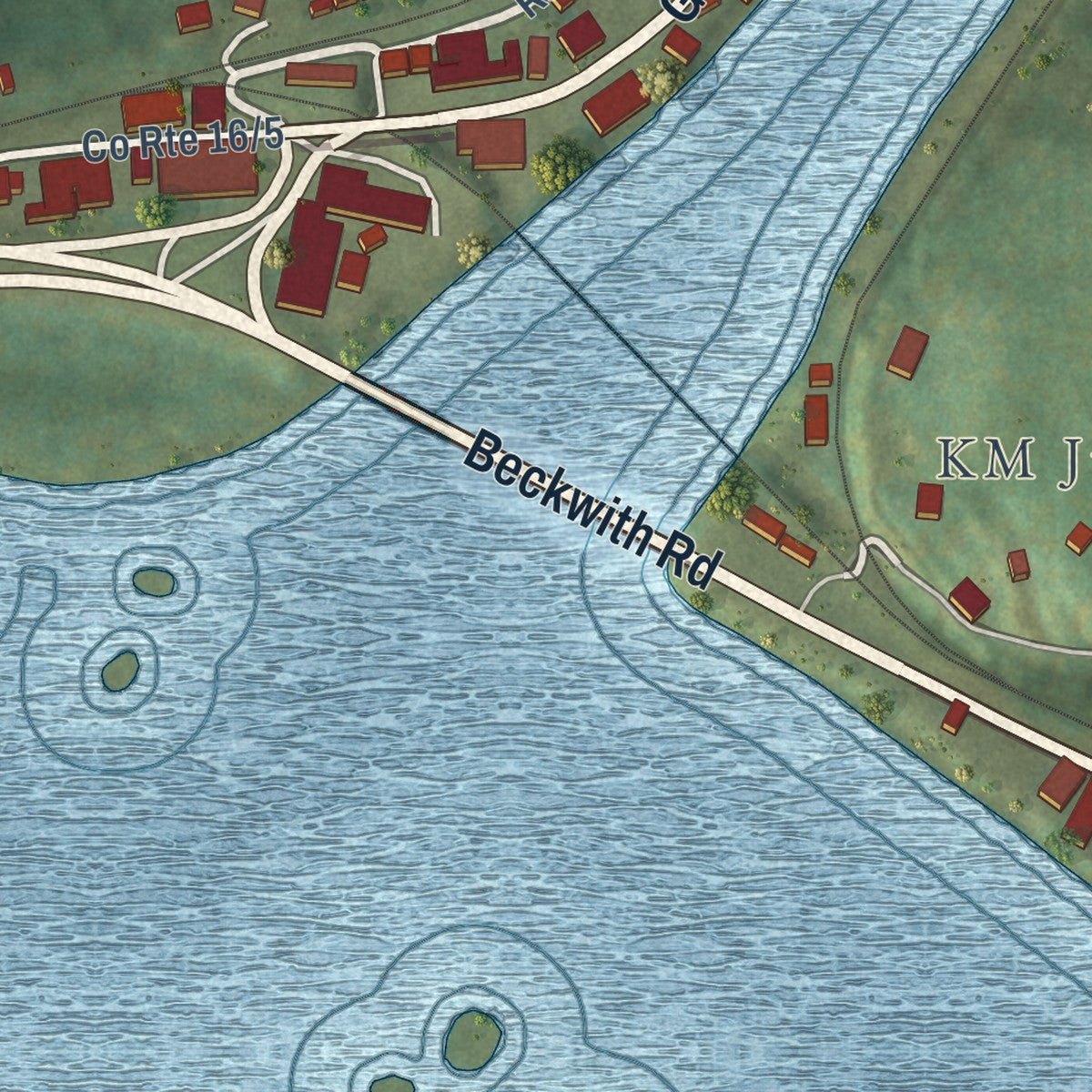 Close-up of the map of Gauley Bridge, West Virginia print showing street and building detail