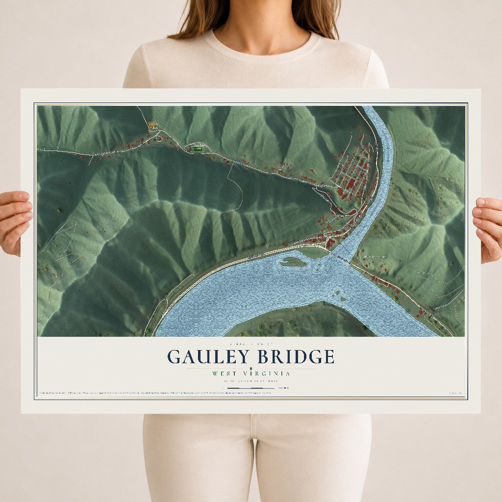 Map of Gauley Bridge, West Virginia, 18 x 24 inch unframed archival matte print