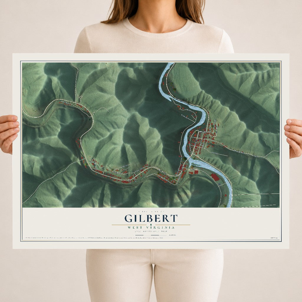 Map of Gilbert, West Virginia, 18 x 24 inch unframed archival matte print