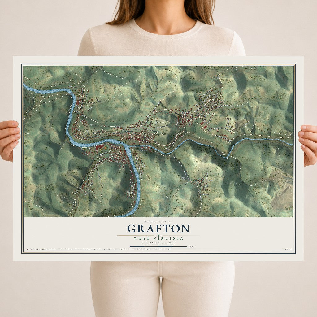 Map of Grafton, West Virginia, 18 x 24 inch unframed archival matte print
