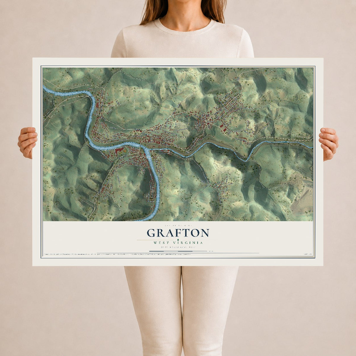 Map of Grafton, West Virginia, 24 x 36 inch unframed archival matte print