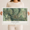 Map of Grant Town, West Virginia, 12 x 18 inch unframed archival matte print