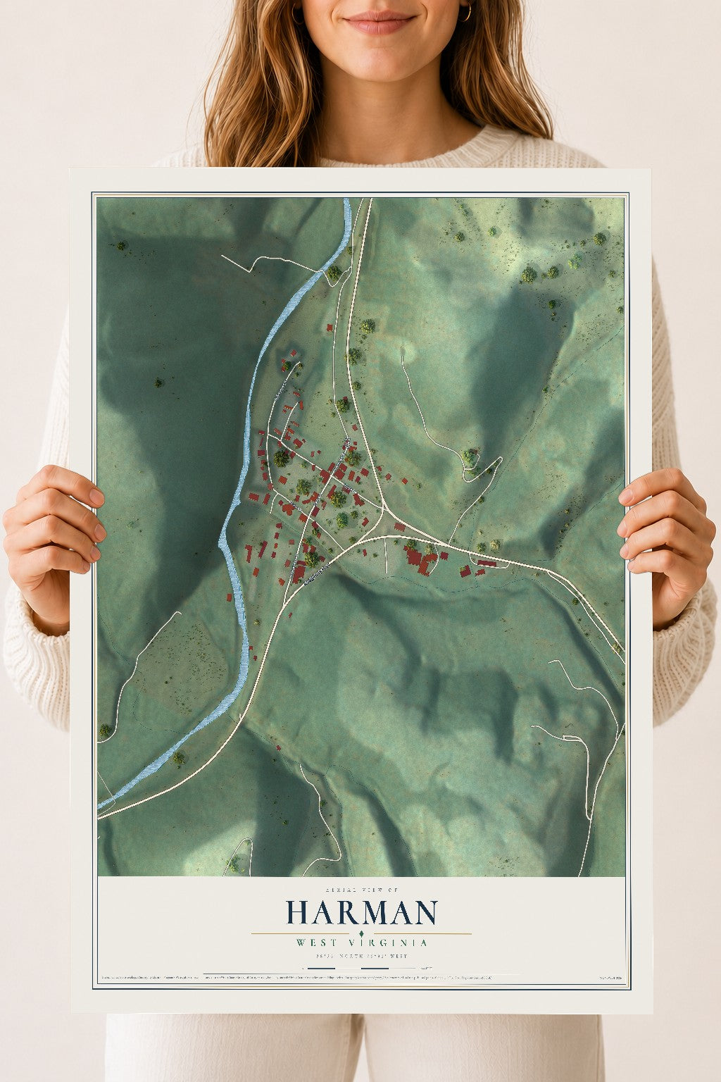 Map of Harman, West Virginia, 18 x 24 inch unframed archival matte print
