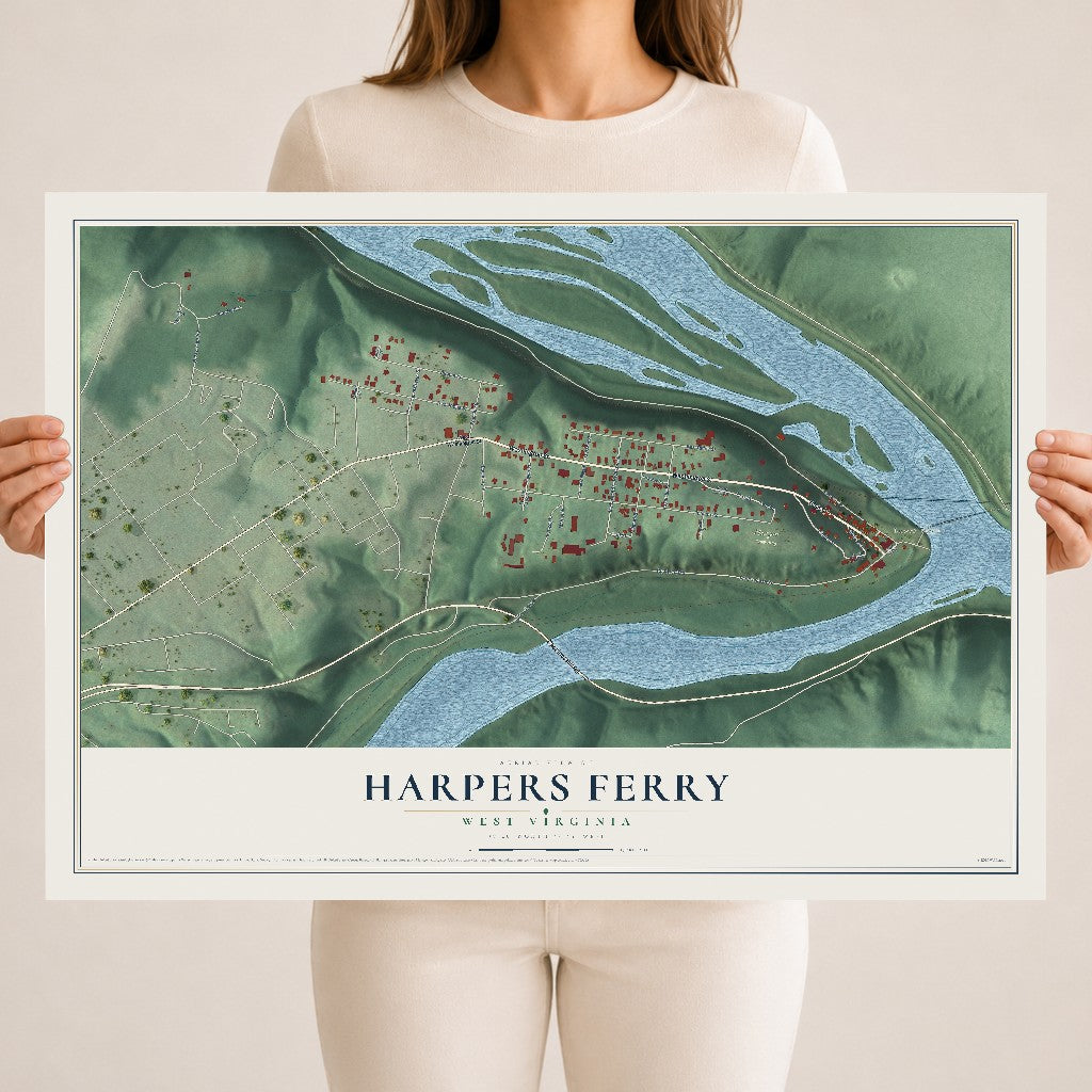 Map of Harpers Ferry, West Virginia, 18 x 24 inch unframed archival matte print