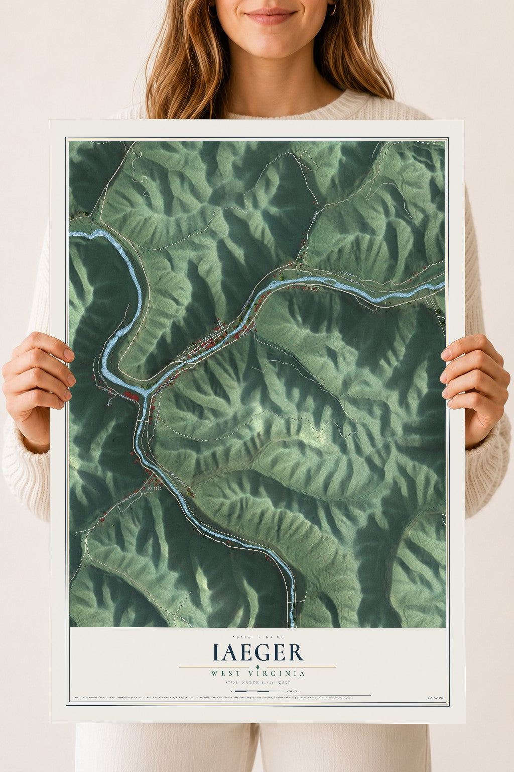 Map of Iaeger, West Virginia, 18 x 24 inch unframed archival matte print