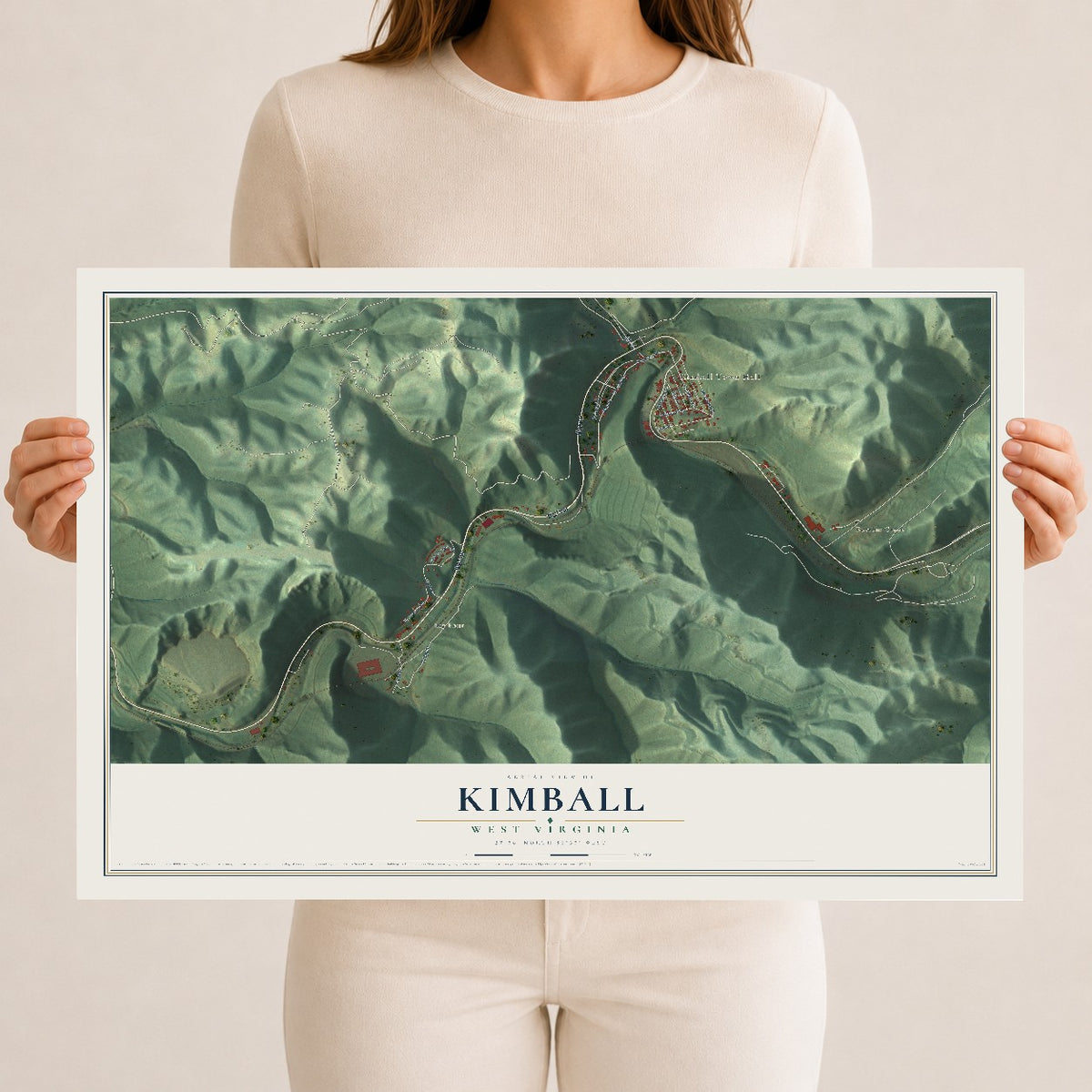 Map of Kimball, West Virginia, 12 x 18 inch unframed archival matte print