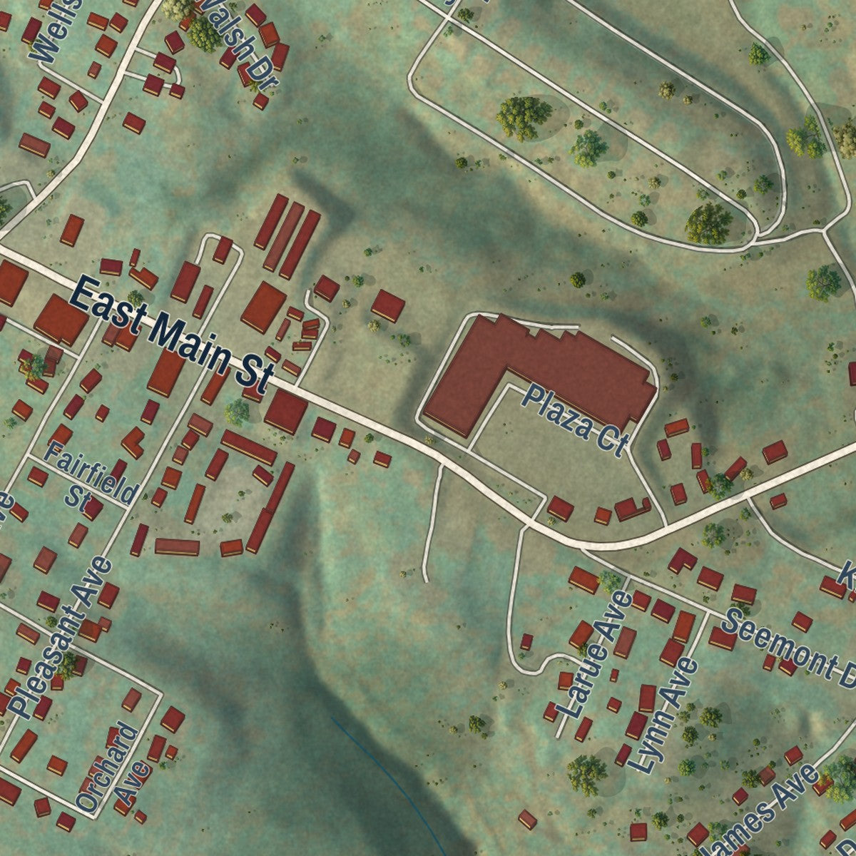 Second close-up of the map of Kingwood, West Virginia print showing more streets and buildings