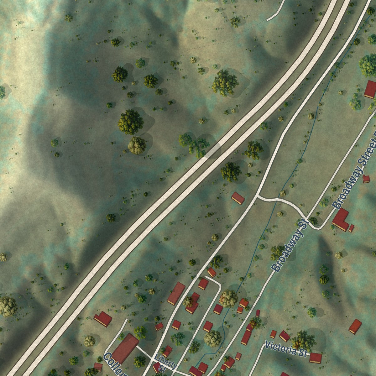 Second close-up of the map of Lost Creek, West Virginia print showing more streets and buildings