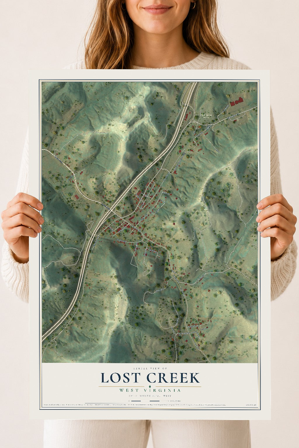 Map of Lost Creek, West Virginia, 18 x 24 inch unframed archival matte print