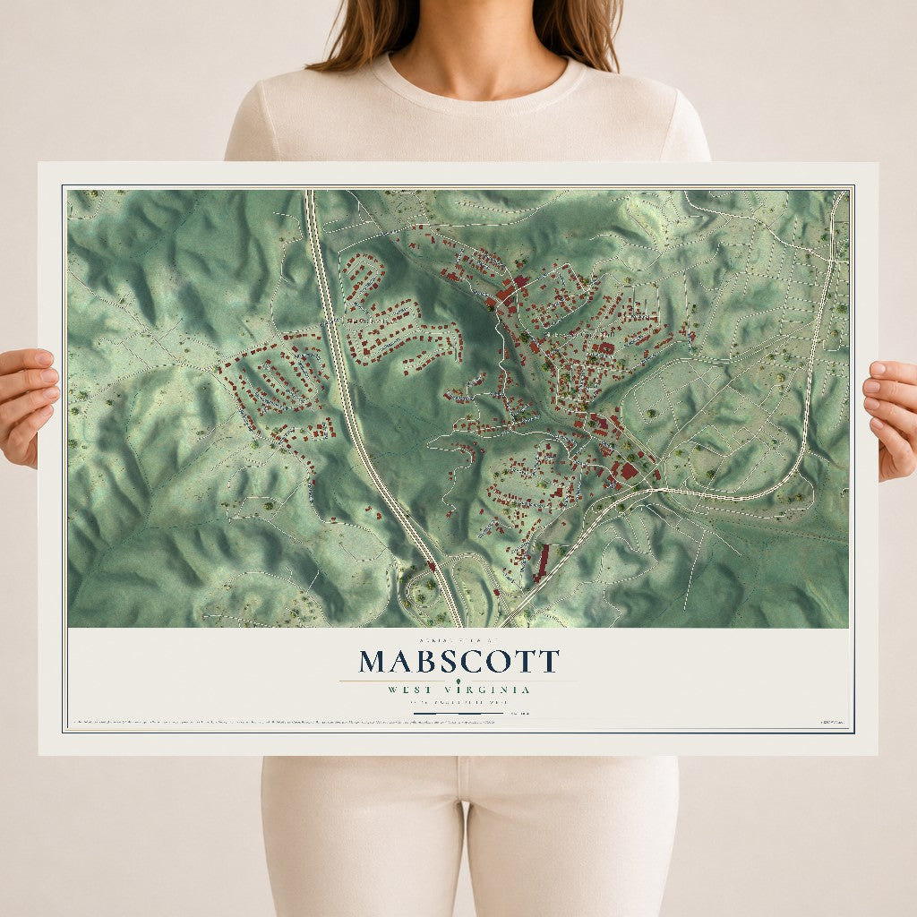 Map of Mabscott, West Virginia, 18 x 24 inch unframed archival matte print