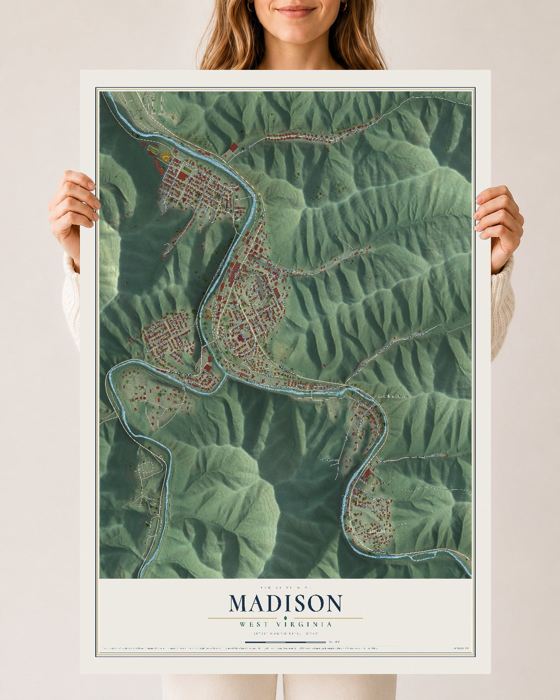 Map of Madison, West Virginia, 24 x 36 inch unframed archival matte print