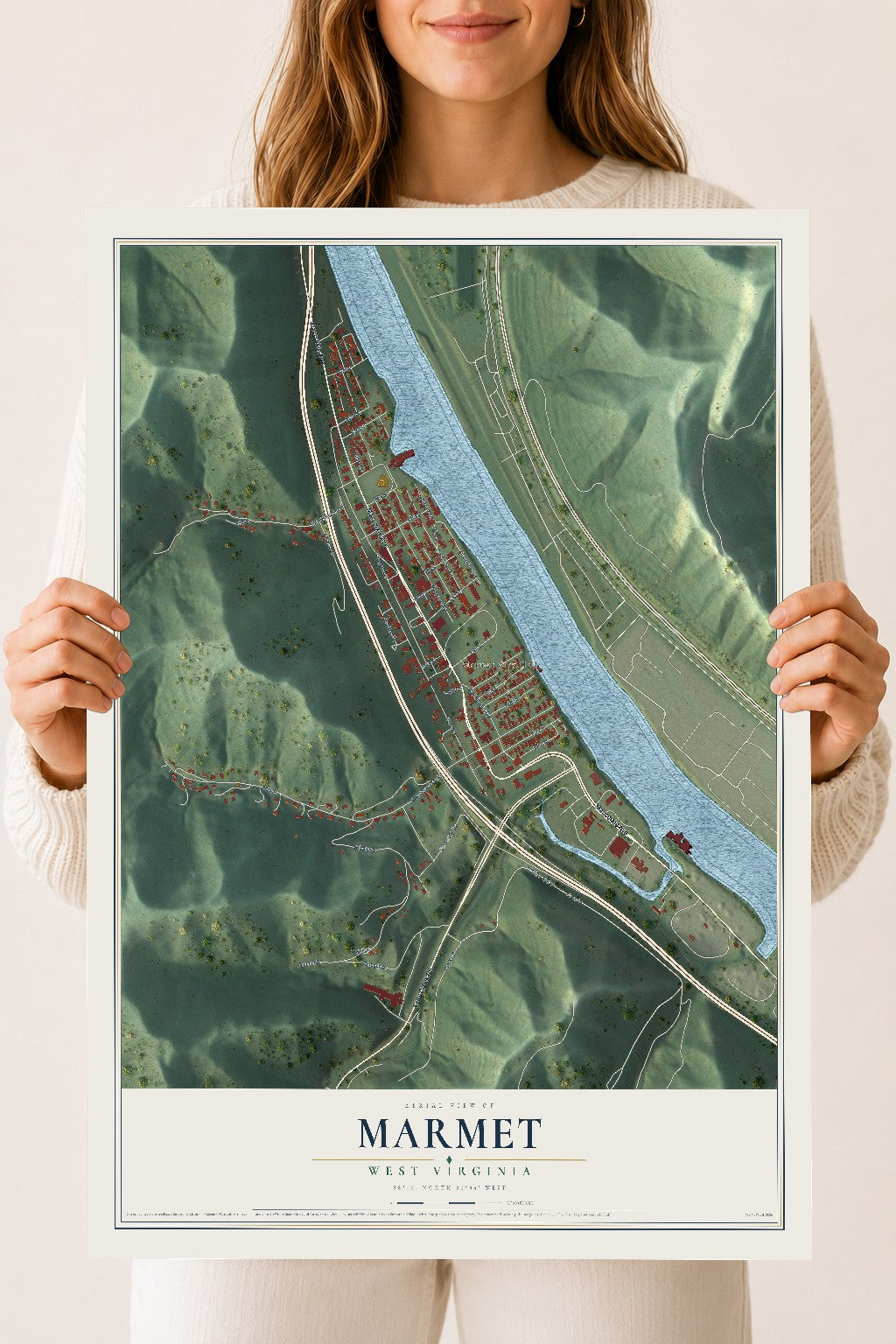Map of Marmet, West Virginia, 18 x 24 inch unframed archival matte print