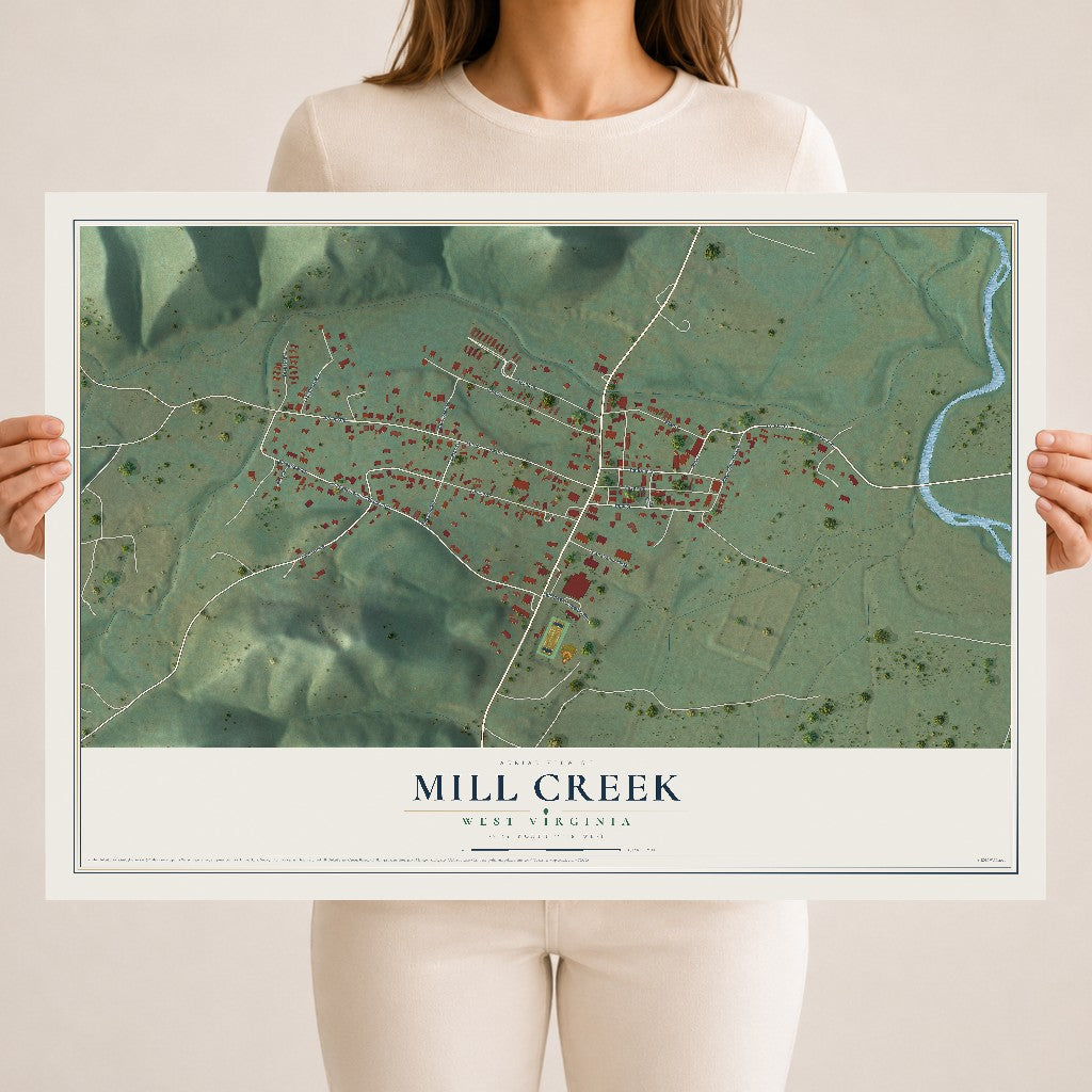 Map of Mill Creek, West Virginia, 18 x 24 inch unframed archival matte print