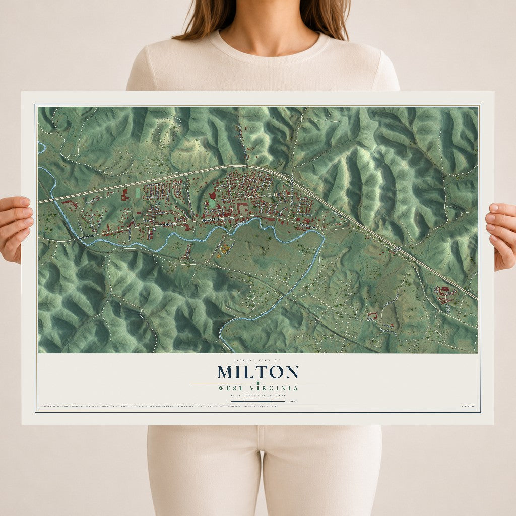 Map of Milton, West Virginia, 18 x 24 inch unframed archival matte print
