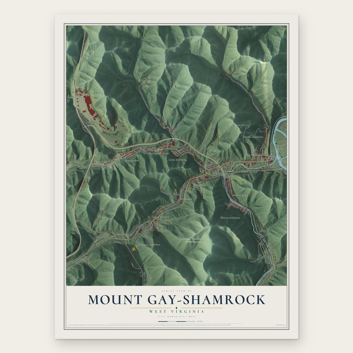 Mount Gay-Shamrock, West Virginia map print, the full design