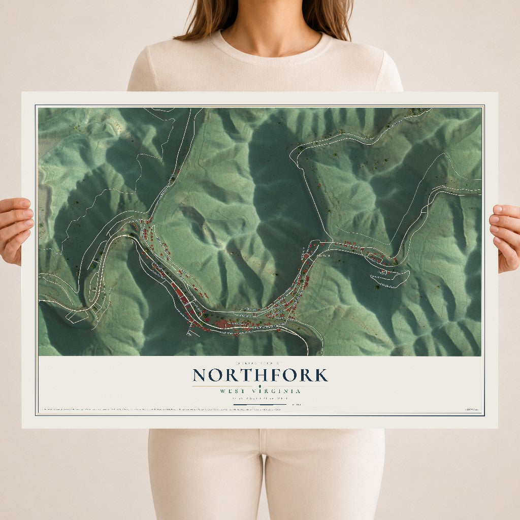 Map of Northfork, West Virginia, 18 x 24 inch unframed archival matte print