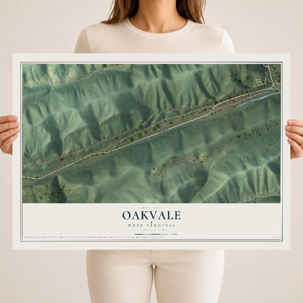 Map of Oakvale, West Virginia, 18 x 24 inch unframed archival matte print