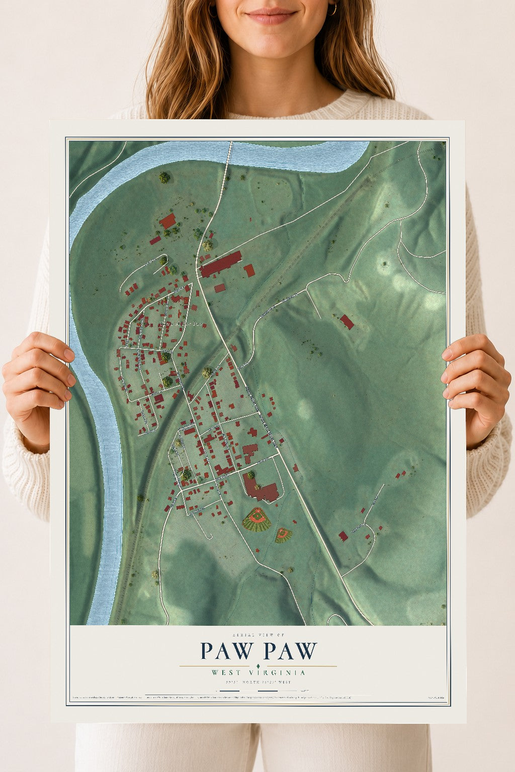 Map of Paw Paw, West Virginia, 18 x 24 inch unframed archival matte print