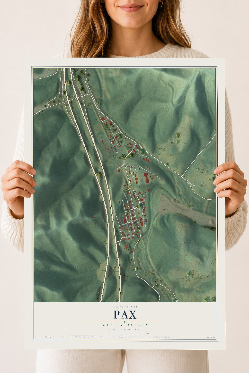 Map of Pax, West Virginia, 18 x 24 inch unframed archival matte print