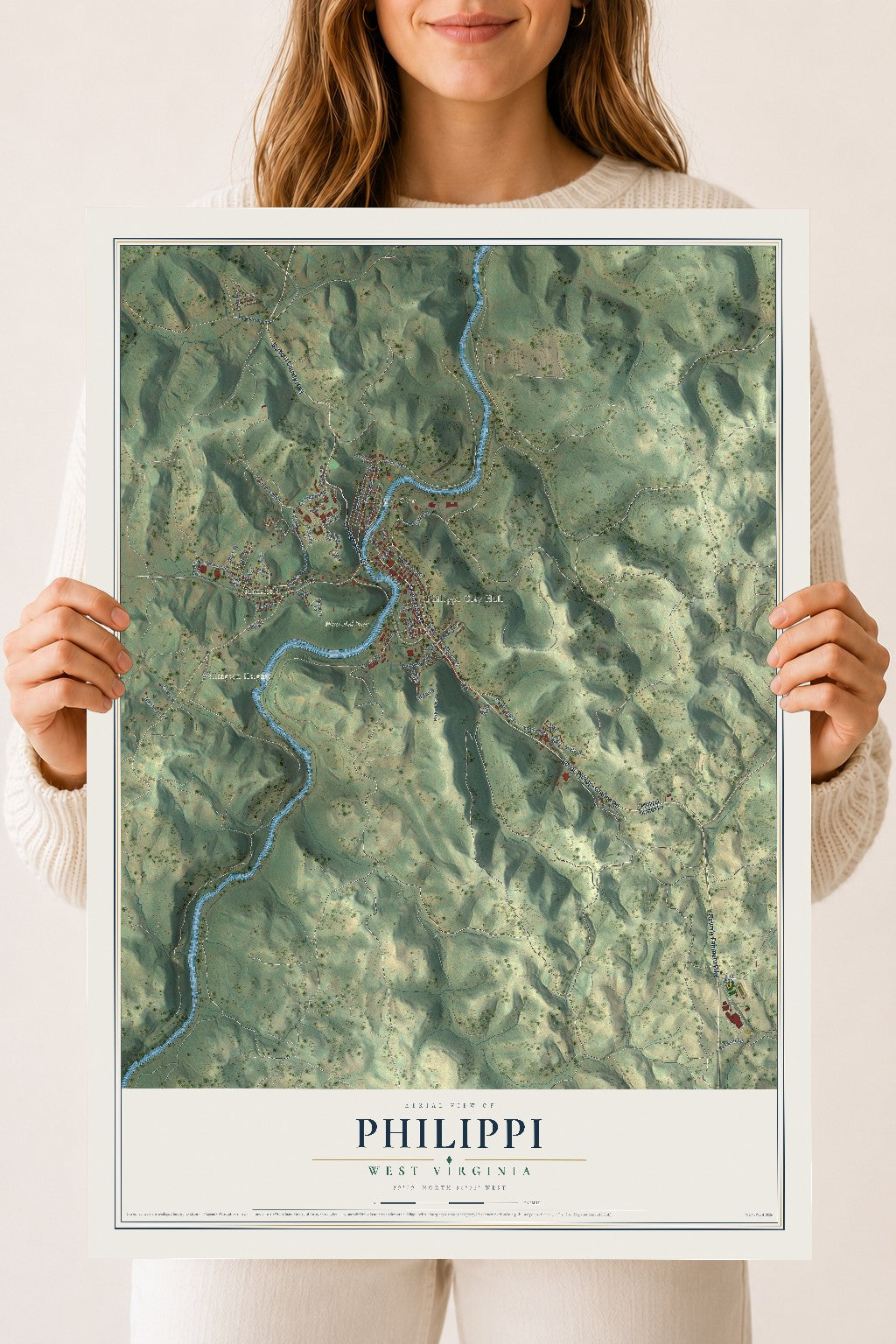 Map of Philippi, West Virginia, 18 x 24 inch unframed archival matte print