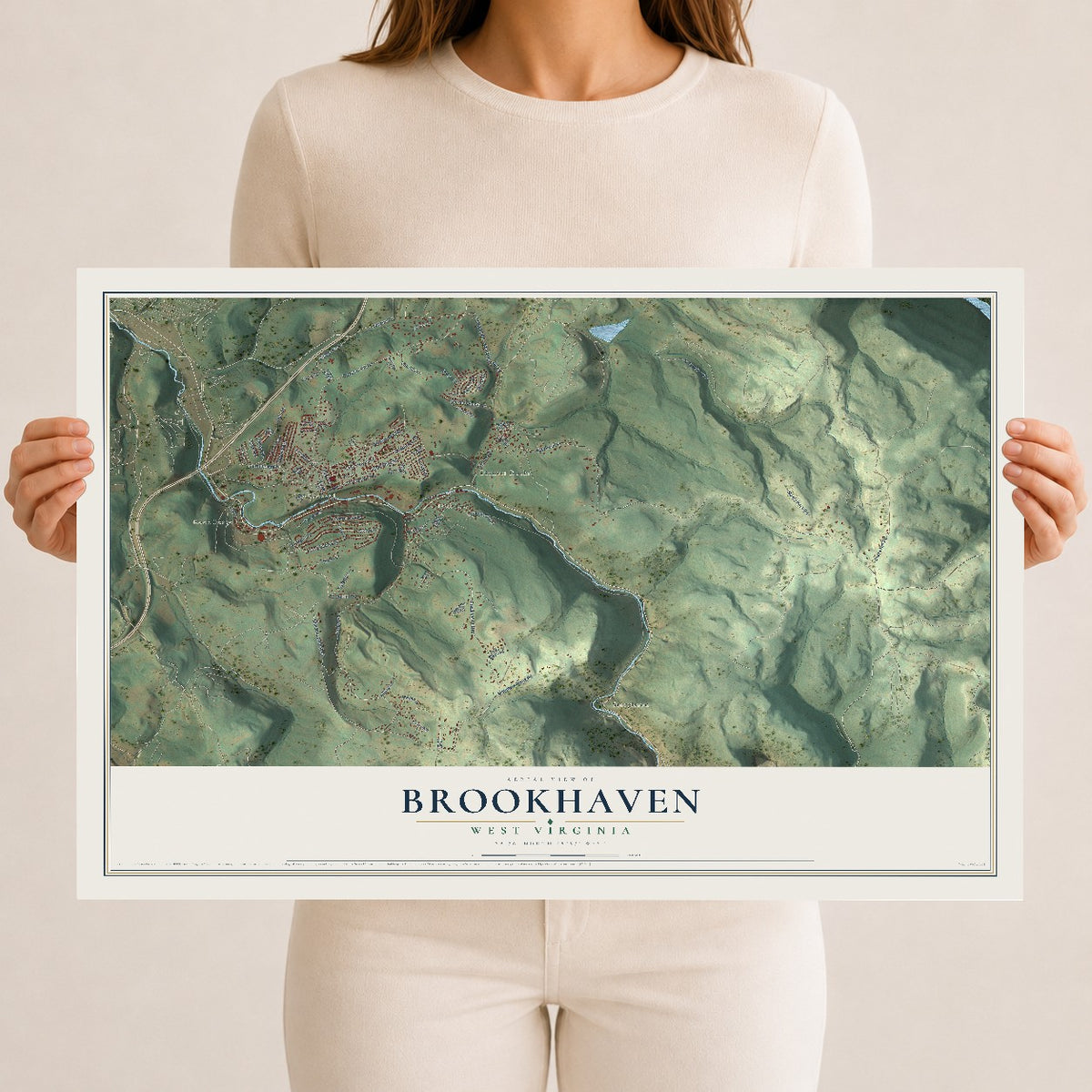 Map of Brookhaven, West Virginia, 12 x 18 inch unframed archival matte print