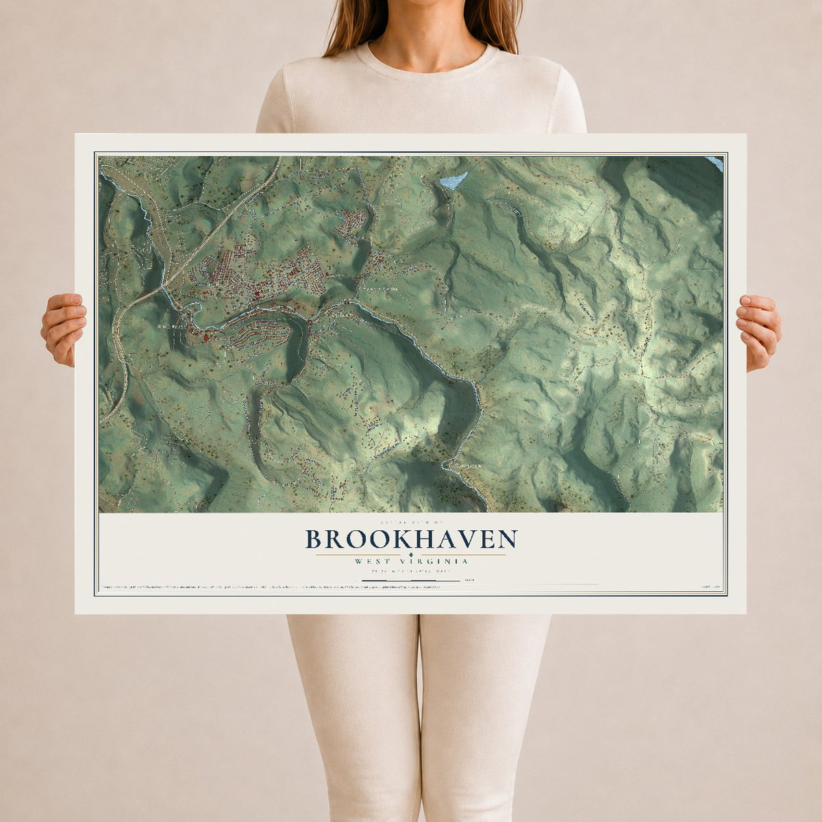 Map of Brookhaven, West Virginia, 24 x 36 inch unframed archival matte print