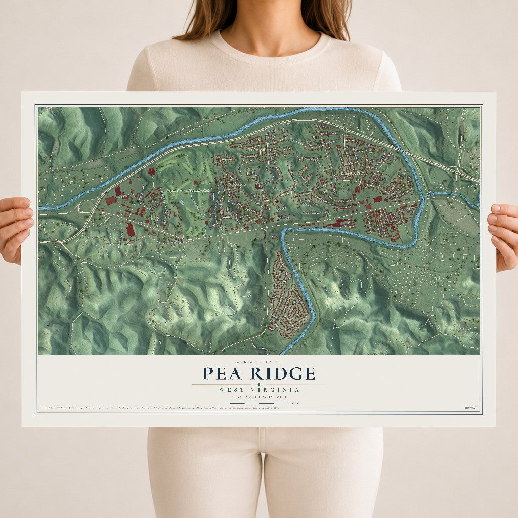 Map of Pea Ridge, West Virginia, 18 x 24 inch unframed archival matte print
