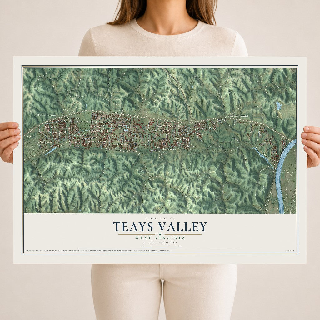 Map of Teays Valley, West Virginia, 18 x 24 inch unframed archival matte print