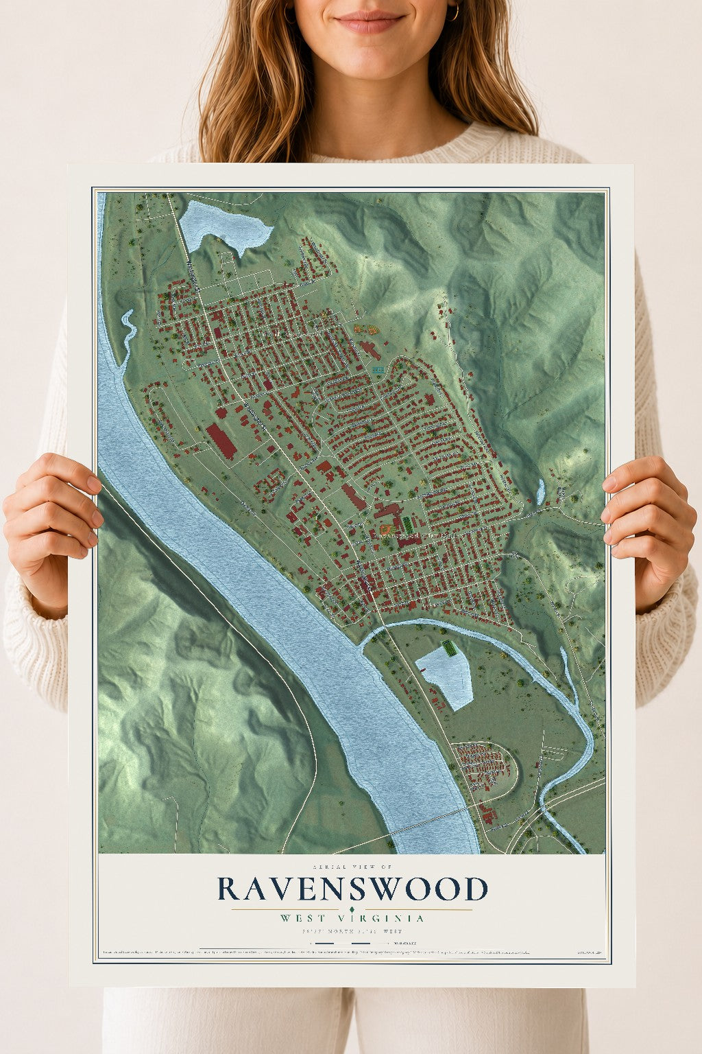 Map of Ravenswood, West Virginia, 18 x 24 inch unframed archival matte print
