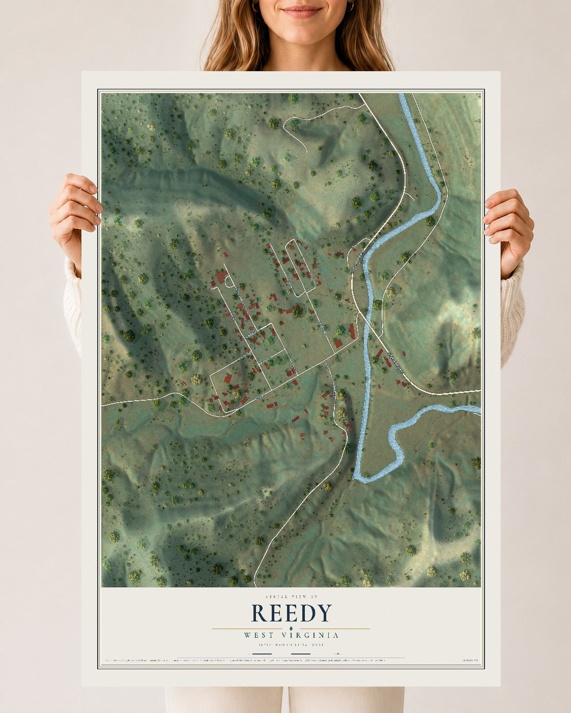 Map of Reedy, West Virginia, 24 x 36 inch unframed archival matte print