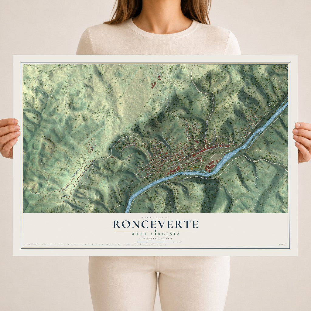 Map of Ronceverte, West Virginia, 18 x 24 inch unframed archival matte print
