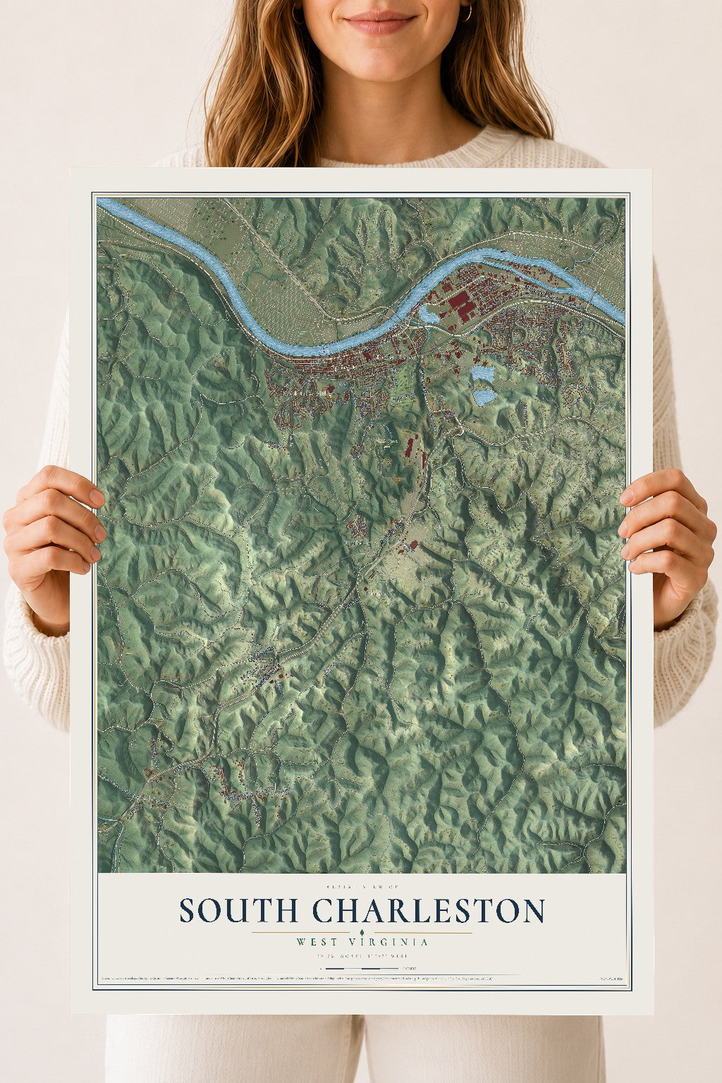 Map of South Charleston, West Virginia, 18 x 24 inch unframed archival matte print