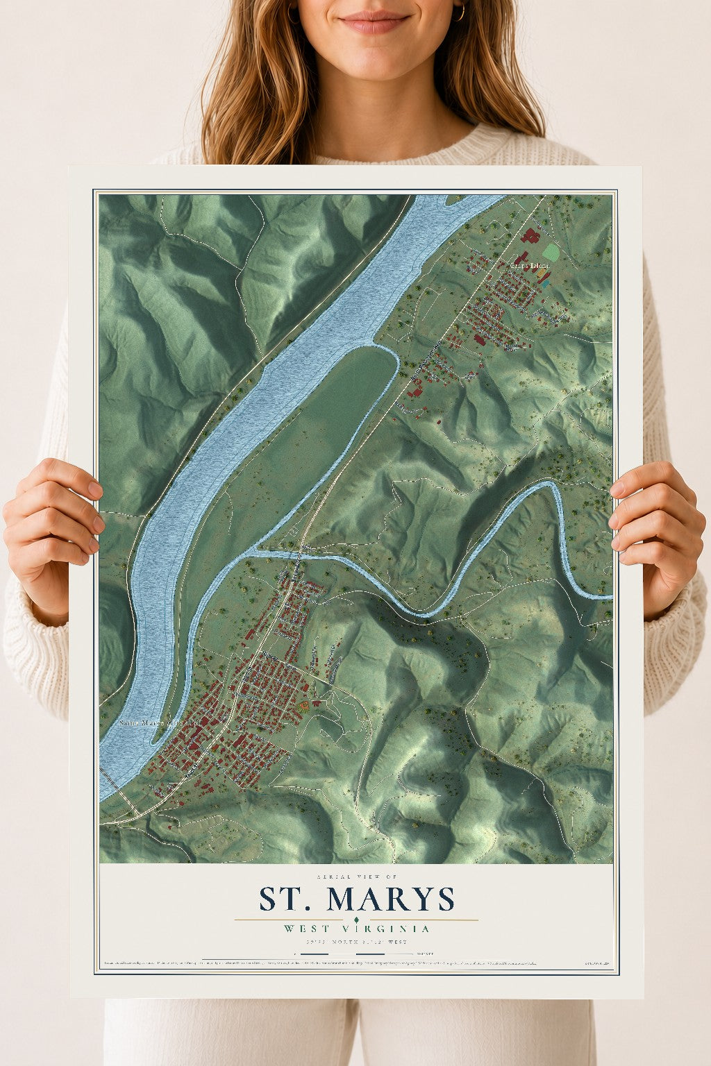 Map of St. Marys, West Virginia, 18 x 24 inch unframed archival matte print