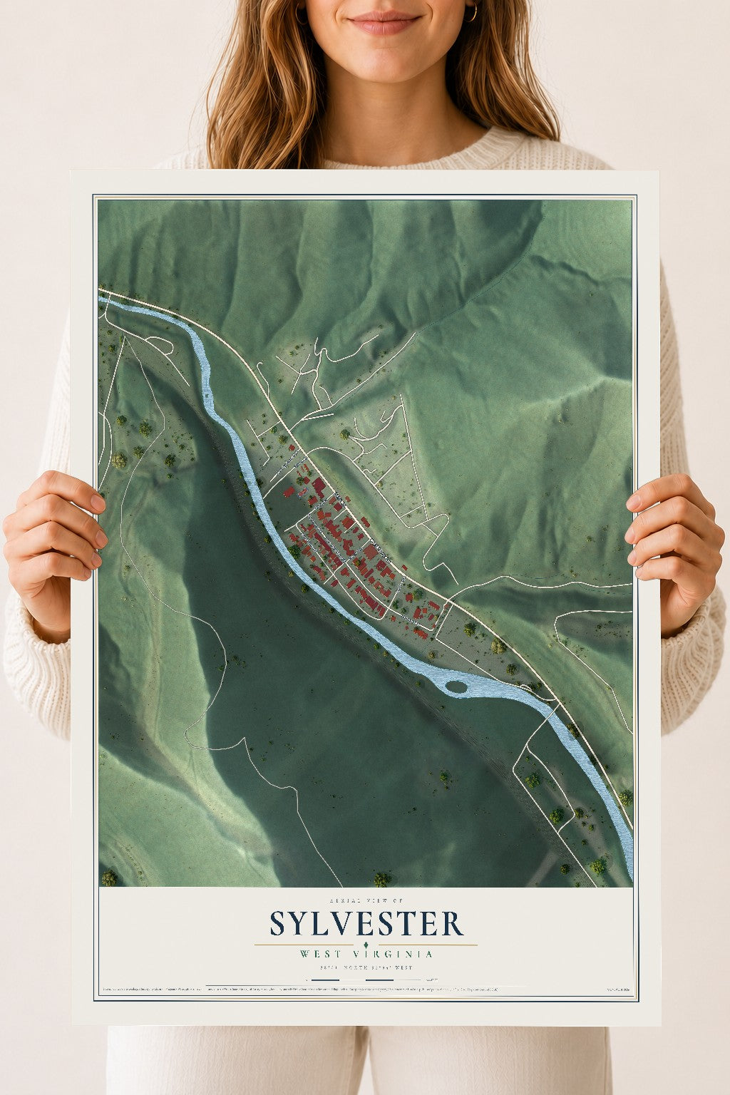 Map of Sylvester, West Virginia, 18 x 24 inch unframed archival matte print