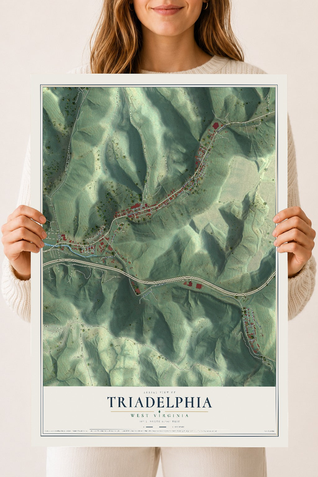 Map of Triadelphia, West Virginia, 18 x 24 inch unframed archival matte print