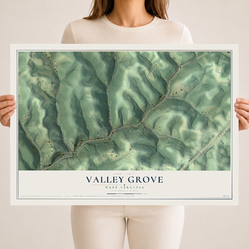 Map of Valley Grove, West Virginia, 18 x 24 inch unframed archival matte print