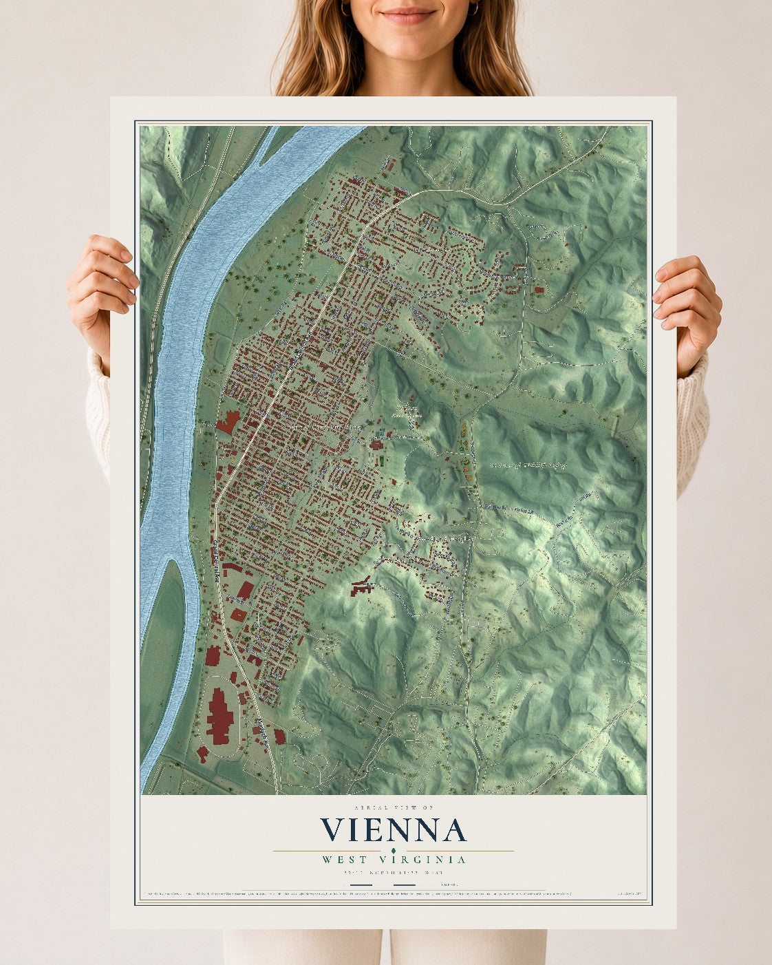 Map of Vienna, West Virginia, 24 x 36 inch unframed archival matte print