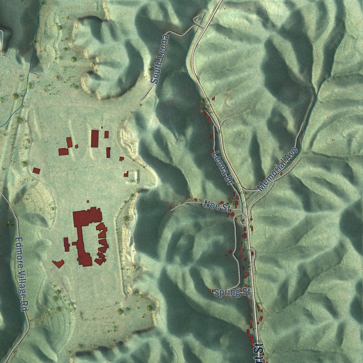 Second close-up of the map of Welch, West Virginia print showing more streets and buildings