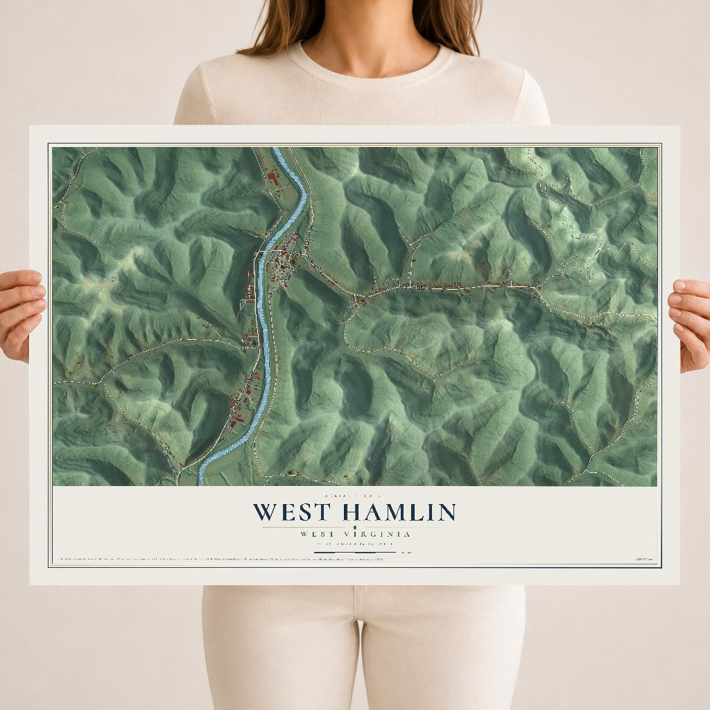 Map of West Hamlin, West Virginia, 18 x 24 inch unframed archival matte print