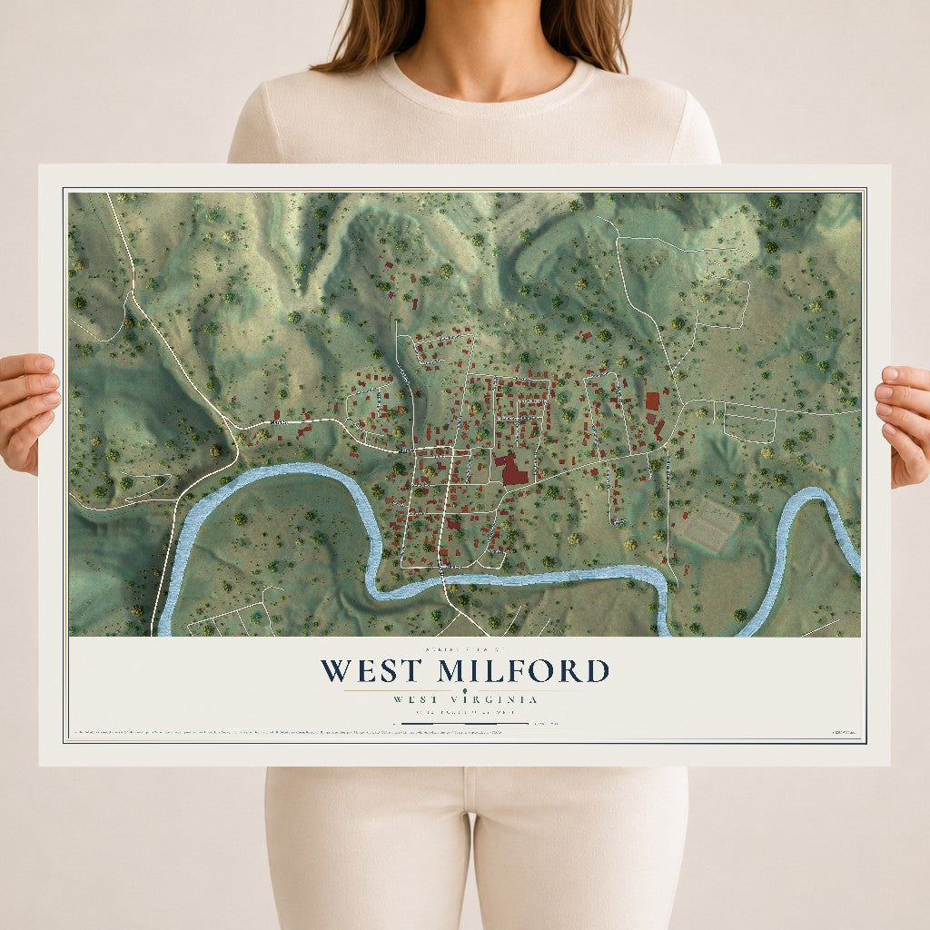 Map of West Milford, West Virginia, 18 x 24 inch unframed archival matte print