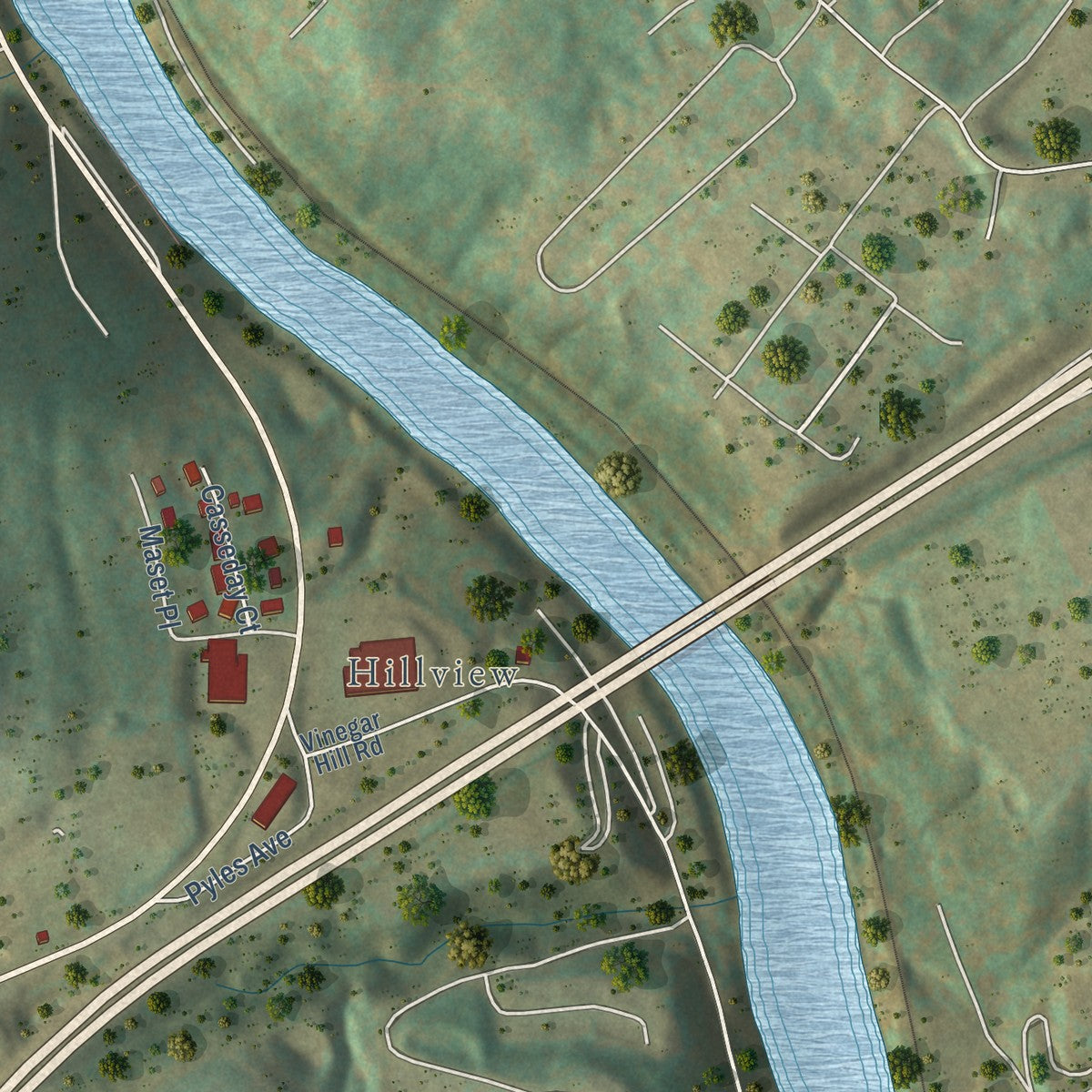 Second close-up of the map of White Hall, West Virginia print showing more streets and buildings