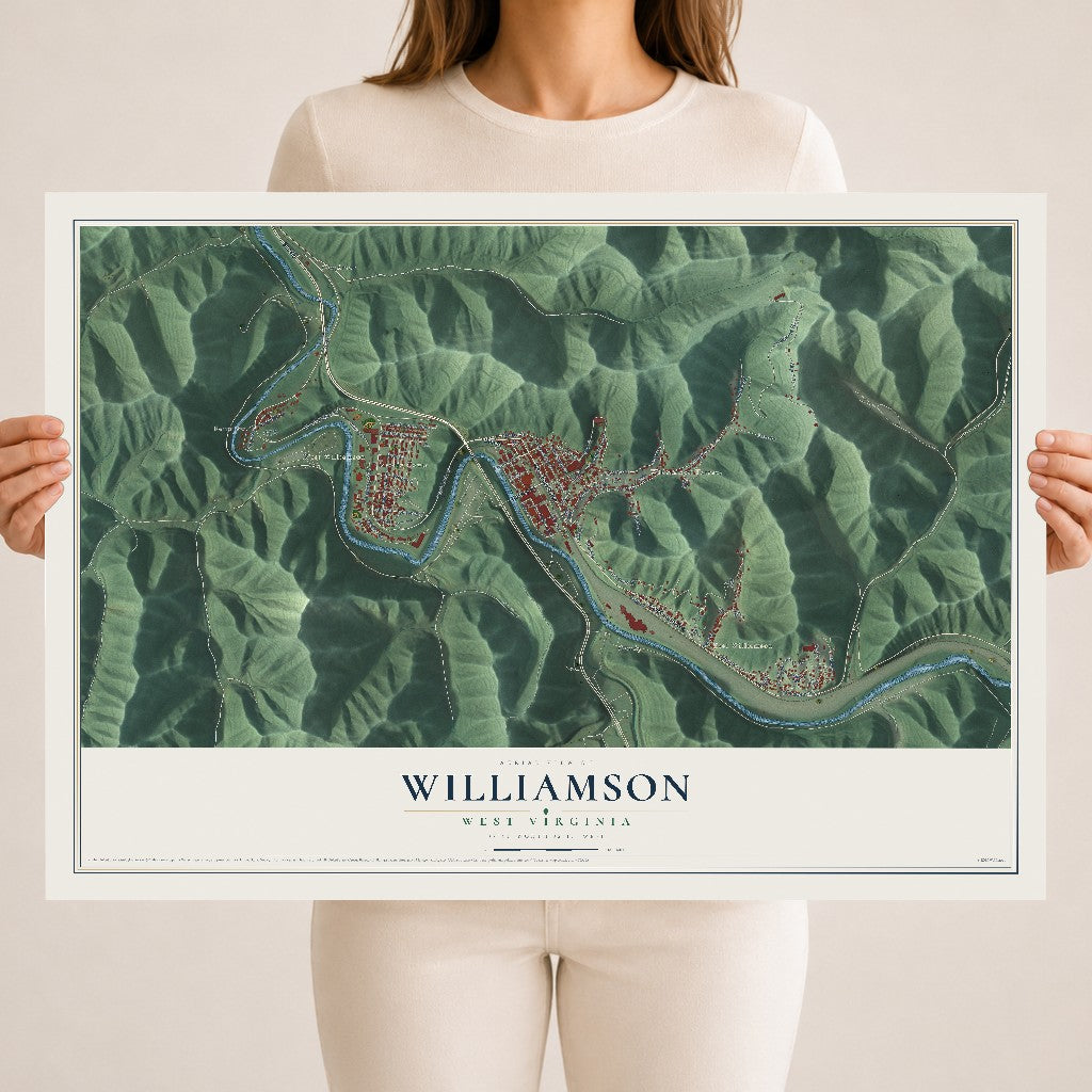 Map of Williamson, West Virginia, 18 x 24 inch unframed archival matte print