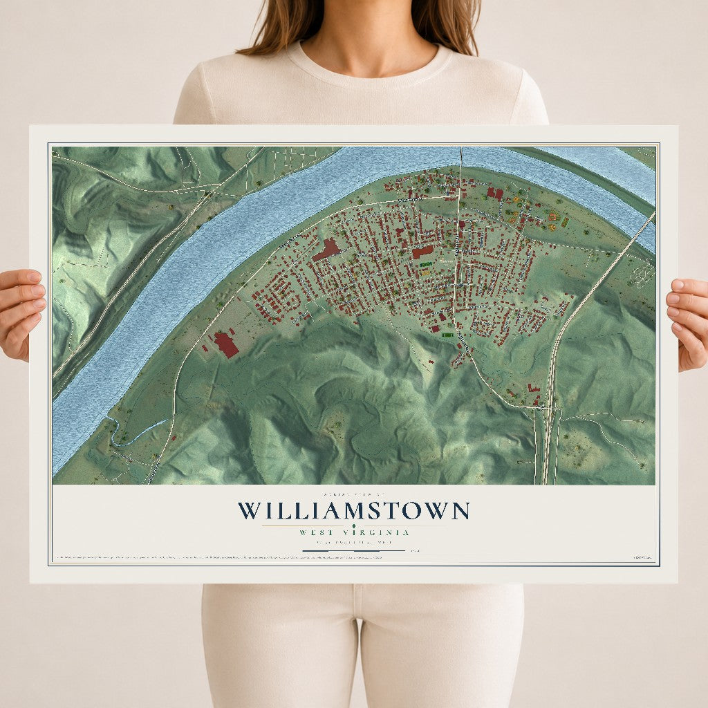 Map of Williamstown, West Virginia, 18 x 24 inch unframed archival matte print