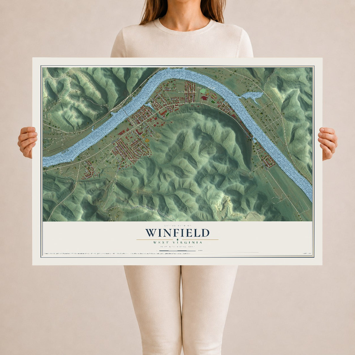 Map of Winfield, West Virginia, 24 x 36 inch unframed archival matte print
