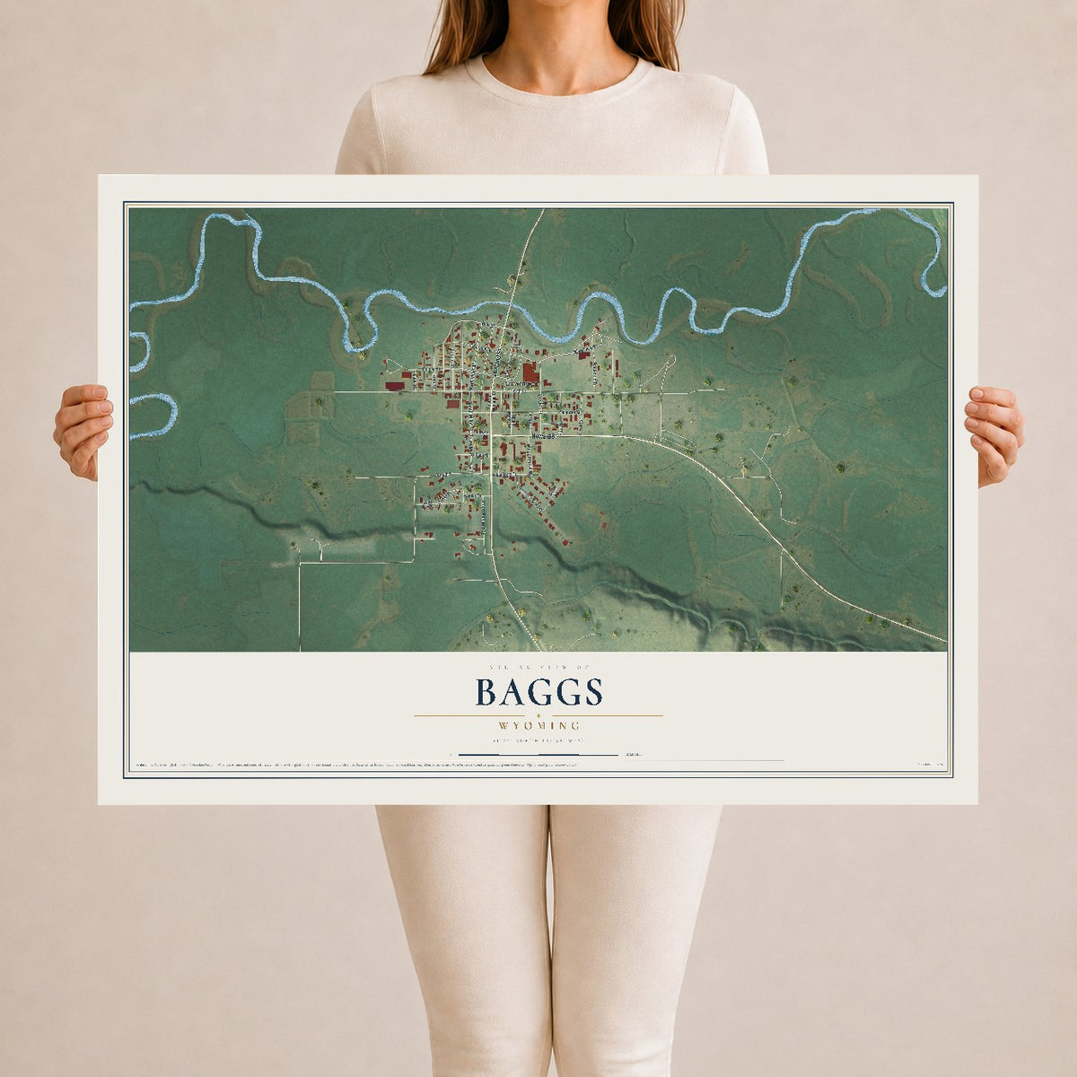 Map of Baggs, Wyoming, 24 x 36 inch unframed archival matte print