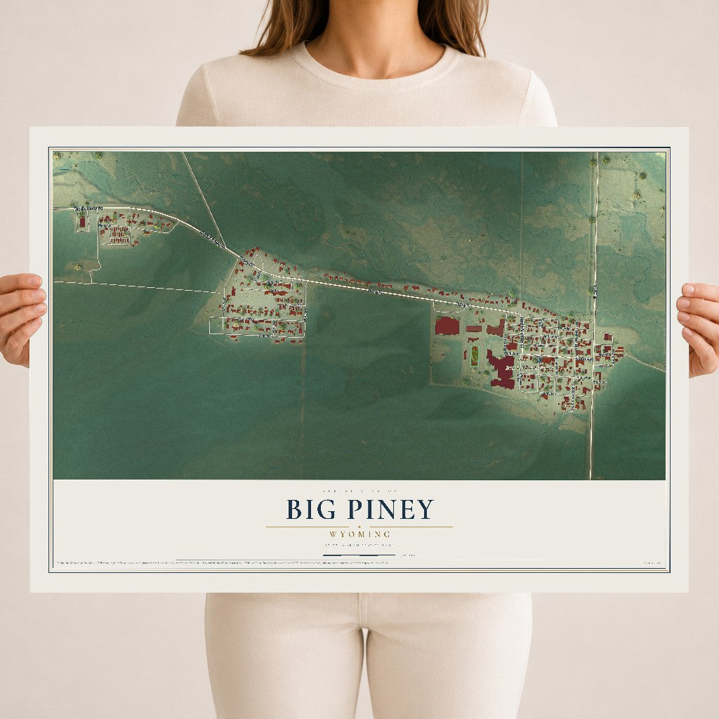 Map of Big Piney, Wyoming, 18 x 24 inch unframed archival matte print