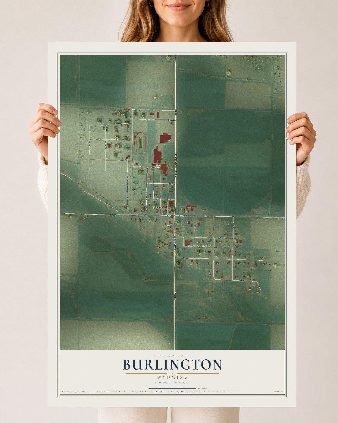 Map of Burlington, Wyoming, 24 x 36 inch unframed archival matte print