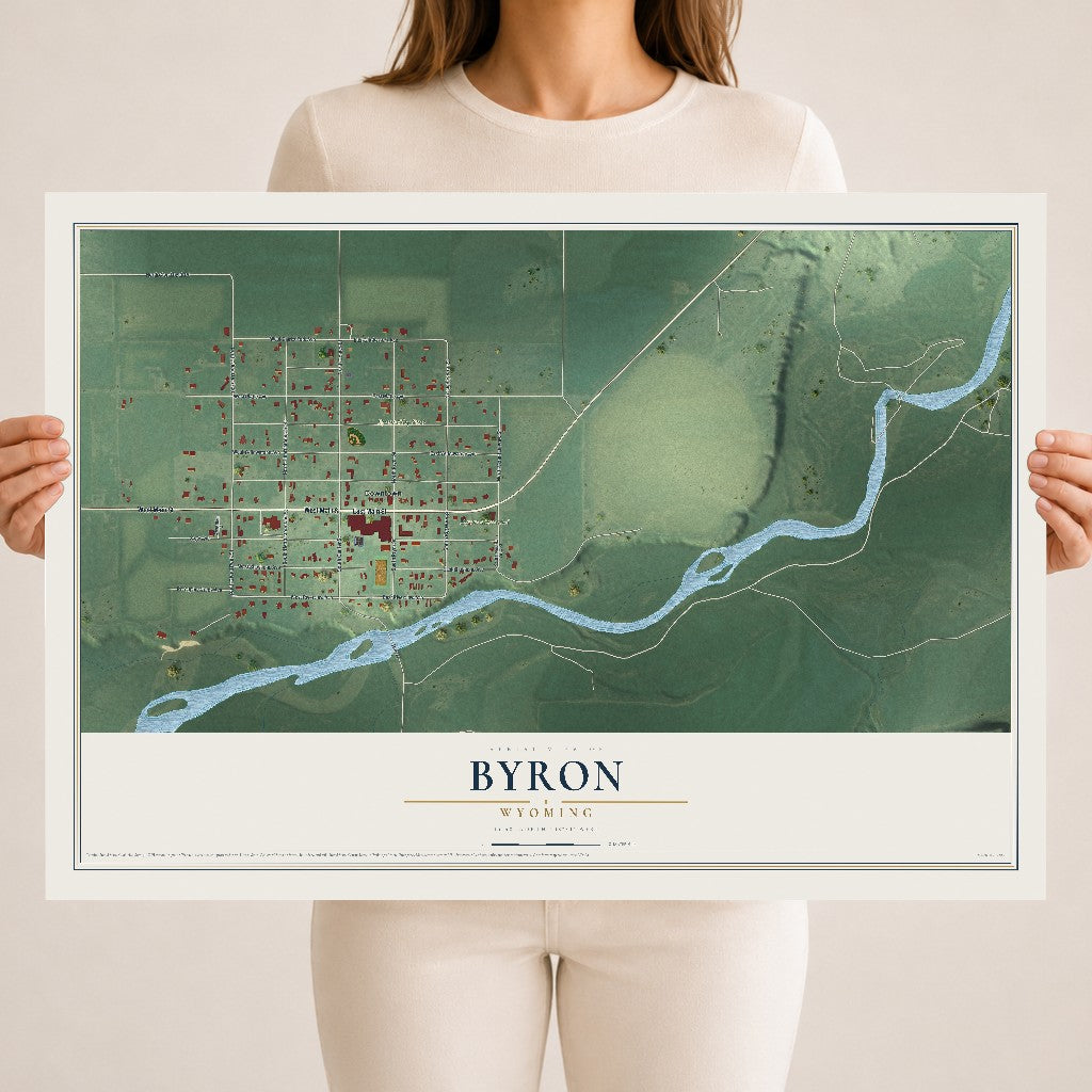 Map of Byron, Wyoming, 18 x 24 inch unframed archival matte print