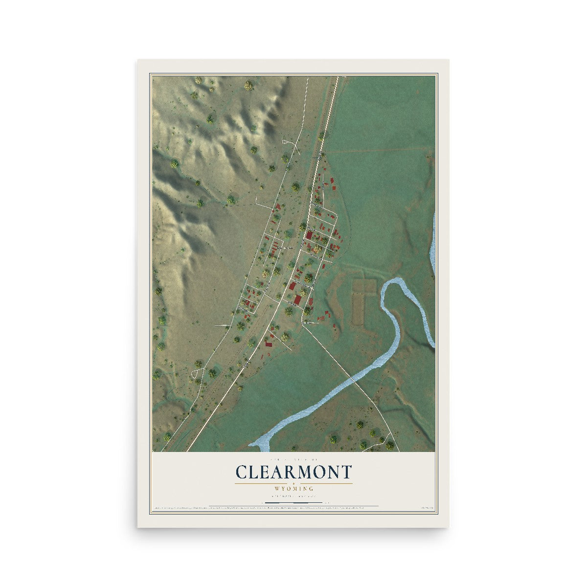 Map of Clearmont, Wyoming, 12 x 18 inch unframed archival matte print