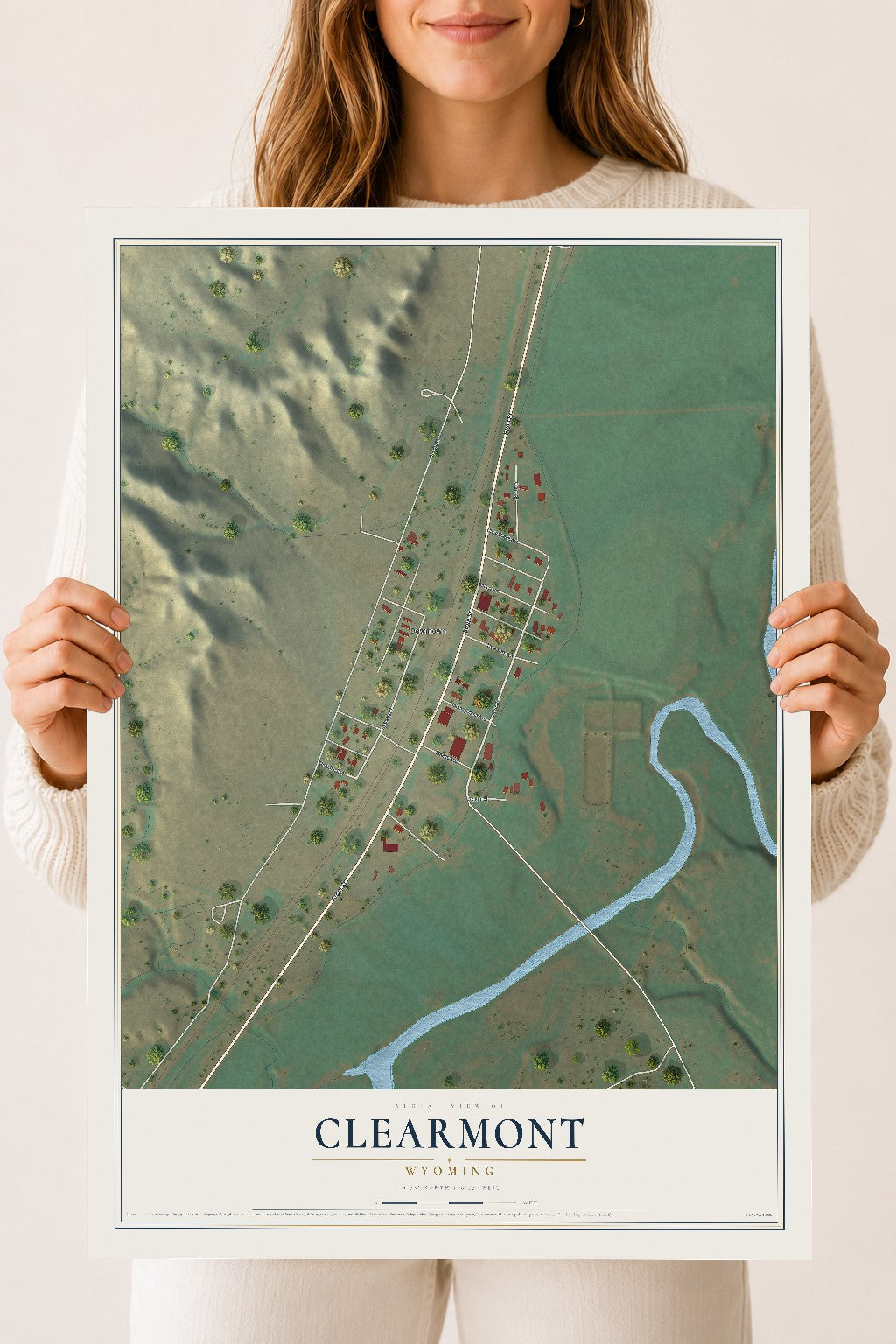 Map of Clearmont, Wyoming, 18 x 24 inch unframed archival matte print